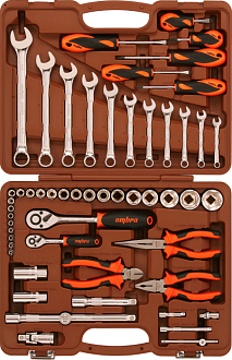 Набор инструмента универсальный 1/4", 1/2"DR, 55 предметов, Ombra - фото 1