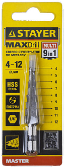 Сверло ступенчатое STAYER 4-12 мм, 9 ступеней, HSS, 29660-4-12-9 Master - фото 2