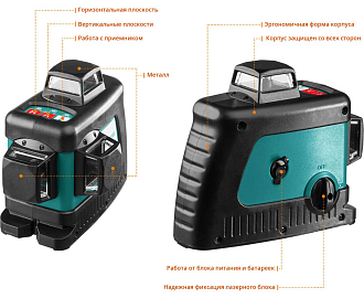 Лазерный нивелир с детектором и держателем в кейсе KRAFTOOL LL3D 4 34640-4 Professional линейный - фото 4