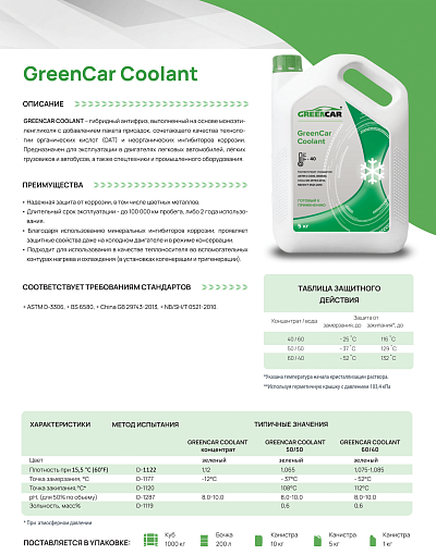 Фото 1 товара GREENCAR COOLANT (60/40)