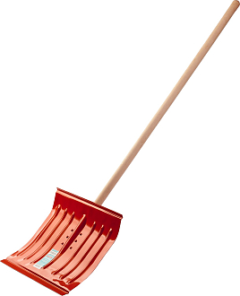 Лопата снеговая СИБИН 421841 428x350 мм, стальная, деревянный черенок, оранжевая - фото 2