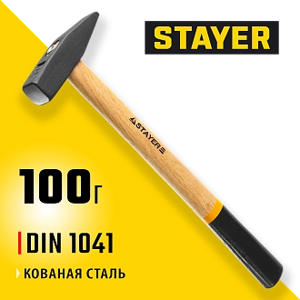 Молоток слесарный с деревянной рукояткой STAYER 100 г, 2002-01 - фото 3