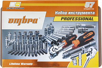 Набор инструмента универсальный 1/4"DR, 57 предметов, Ombra - фото 3