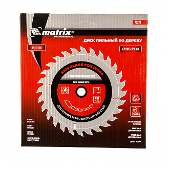 Пильный диск по дереву, 165 х 20 мм, 24 зуба, кольцо 16/20 Matrix Professional - фото 3