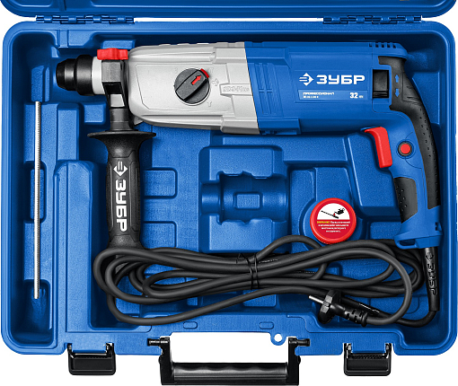Фото 6 товара Перфоратор горизонтальный ЗУБР 1100 Вт, 0-920 об/мин, 0-5100 уд/мин, кейс, ЗП-32-1100 К Профессионал
