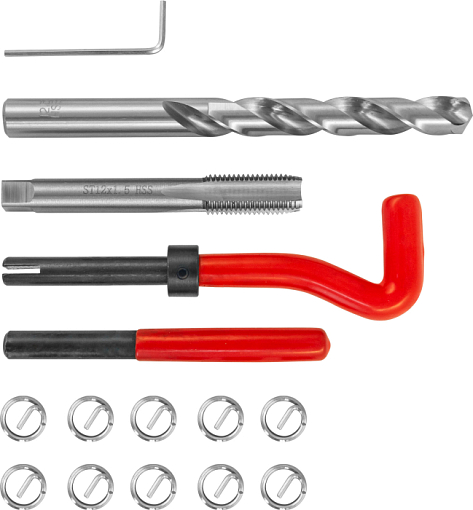 Фото 0 товара Набор для восстановления резьбы M12x1.5, 15 предметов, THORVIK