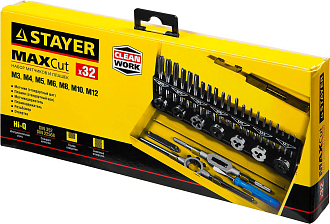 Набор метчиков и плашек MaxCut STAYER 32 предмета, легированная сталь, Master - фото 4