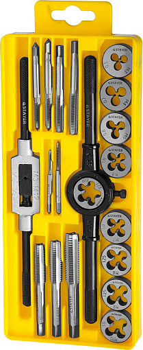 Фото 1 товара Набор метчиков и плашек MaxCut STAYER 20 предметов, легированная сталь, 28012-H20