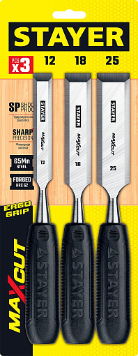 Фото 3 товара Набор стамесок 1820-H3_z01 Master STAYER 3 шт, 12/18/25 мм
