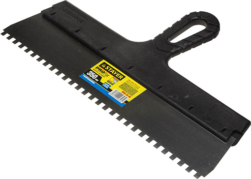 Фото 0 товара Шпатель зубчатый STAYER 350 мм, нержавеющая полотно, пластмассовая рукоятка, 1009-35-06