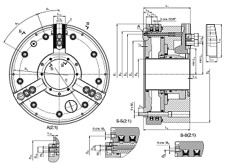 Патрон токарный 3-х кулачковый со встроенным пневмоприводом ППT-450.140 БЗСП - фото 2