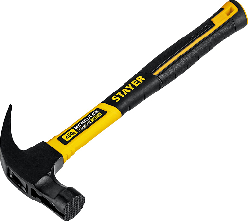 Фото 2 товара Молоток-гвоздодер с фиберглассовой рукояткой Hercules-M STAYER 450 г, 2027-450_z01 Professional