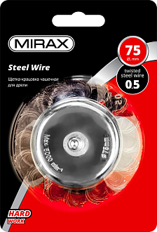 Щетка чашечная со шпилькой MIRAX 35148-075 75 мм, проволока 0.5 мм - фото 2
