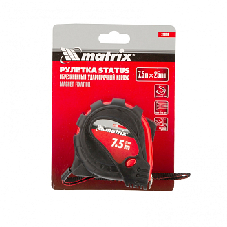 Рулетка Status Magnet 3 fixations, 7,5 м х 25 мм, обрез. корпус, зацеп с магн. Matrix - фото 5