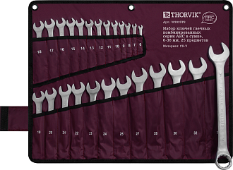 Набор ключей гаечных комбинированных серии ARC в сумке, 6-36 мм, 25 предметов, THORVIK - фото 1