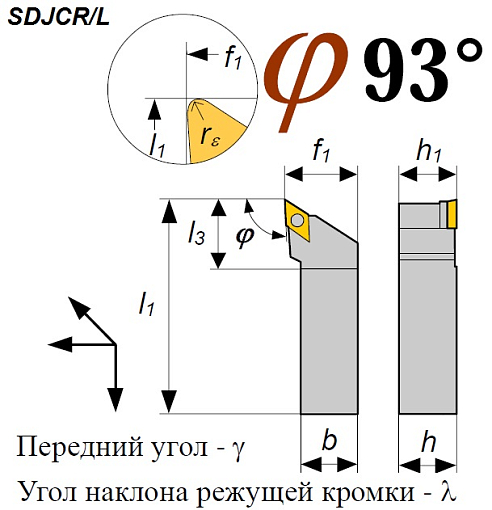 Фото 0 товара Резец SDJCL 1616 H11 проходной