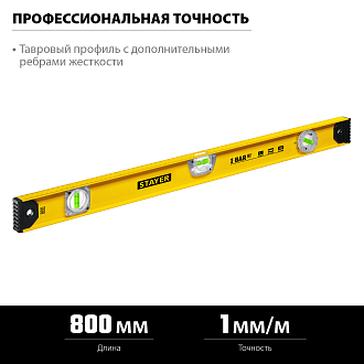 STAYER 800 мм, 3 глазка, линейка, поворотный глазок, двутавровый уровень I-BAR 180° 3470-080_z02 - фото 3