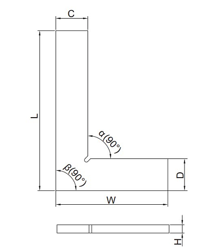 Фото 1 товара Угольник поверочный 90° кл 1 (150х100мм), INSIZE