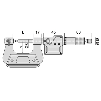 Микрометр резьбовой цифровой МВМ-100 ( 75-100мм/3-4" дел 0.001мм/0.00005") с компл вставок 60°, INSIZE  - фото 2