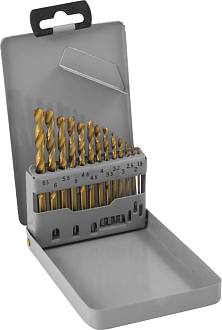 Набор спиральных сверл по металлу HSS TiN в металлическом кейсе, d1.5-6.5 мм, 13 предметов, THORVIK - фото 1
