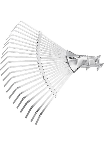 Фото 0 товара Грабли веерные стальные, 380 мм, 22 плоских зуба, рег. тулейка, без черенка Palisad