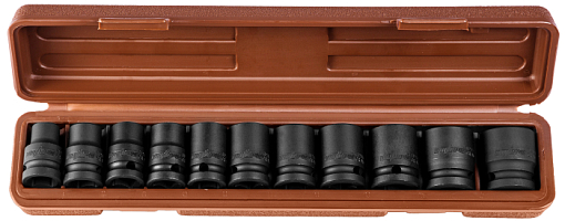 Фото 0 товара Набор головок торцевых для ударного инструмента 1/2"DR, 10-24 мм, 11 предметов, Ombra