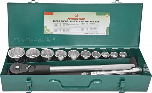 Фото 0 товара Набор головок торцевых дюймовых 3/4"DR, SAE 7/8"--2", 15 предметов, Jonnesway